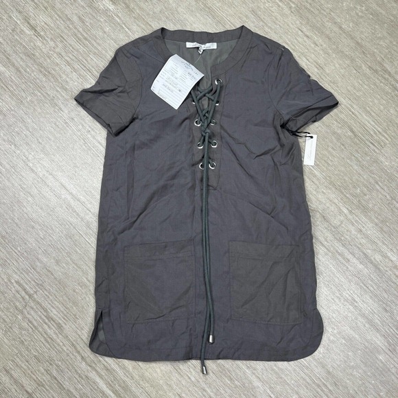 Lovers + Friends Waterfront Sheath Shift Shirt Dress Lace Up Gray Size Small - Picture 1 of 7